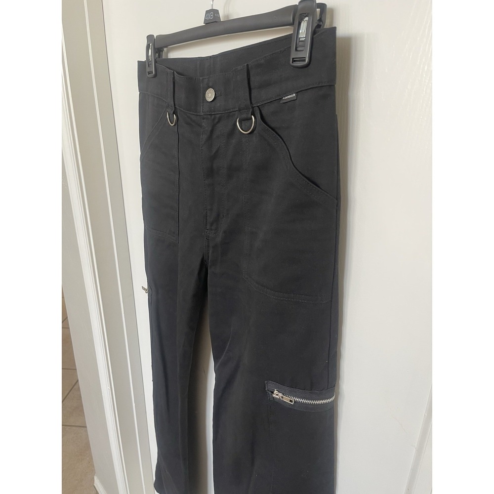 Vintage Serious Clothing Bondage Pants Mens 32 Black Goth Punk Y2K D-Ring Zip - Picture 4 of 11